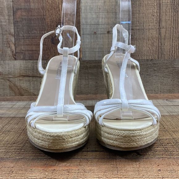 Colin Stuart White Strappy Espadrille Wedge Sandals Womens 8.5 Slingback - Picture 2 of 12